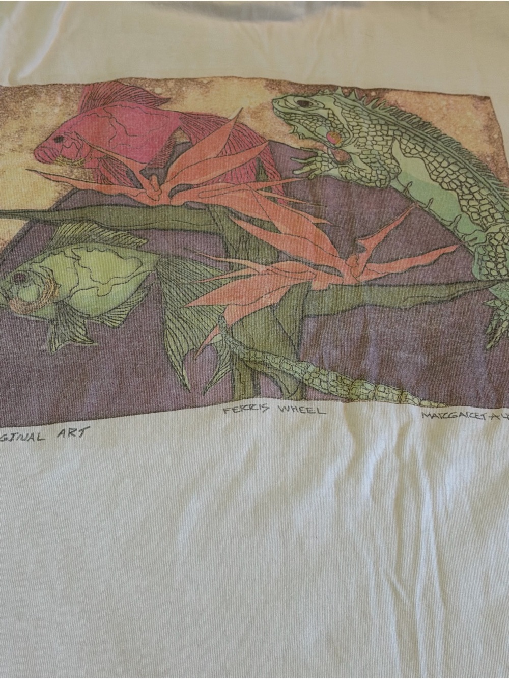 “Ferris Wheel” Vintage Artist Graphic T Shirt XL Margaret Albritton ‘90s Iguana